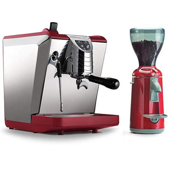 Combo Set Nuova Simonelli Espressomaschine Oscar II rot, Kaffemühle Grinta AMMT Made In Italy