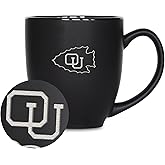 Rico Industries NCAA Ottawa Braves 15oz Laser Engraved Matte Black Ceramic Bistro Mug - for Hot or Cold Drinks
