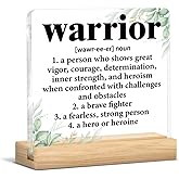 Warrior Gifts for Cancer Survivor, Inspirational Gift for Cancer Recovery, Warrior Definition Clear Acrylic Desk Decorative Sign Home Office Decor