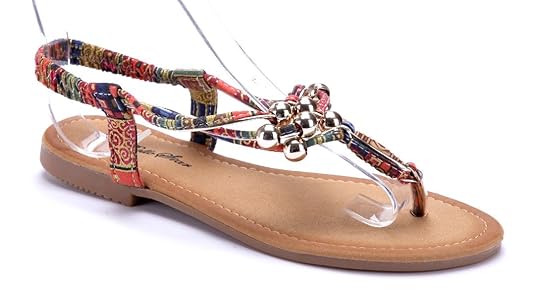 Schuhtempel24 Damen Schuhe Zehentrenner Sandalen Sandaletten flach Ziersteine