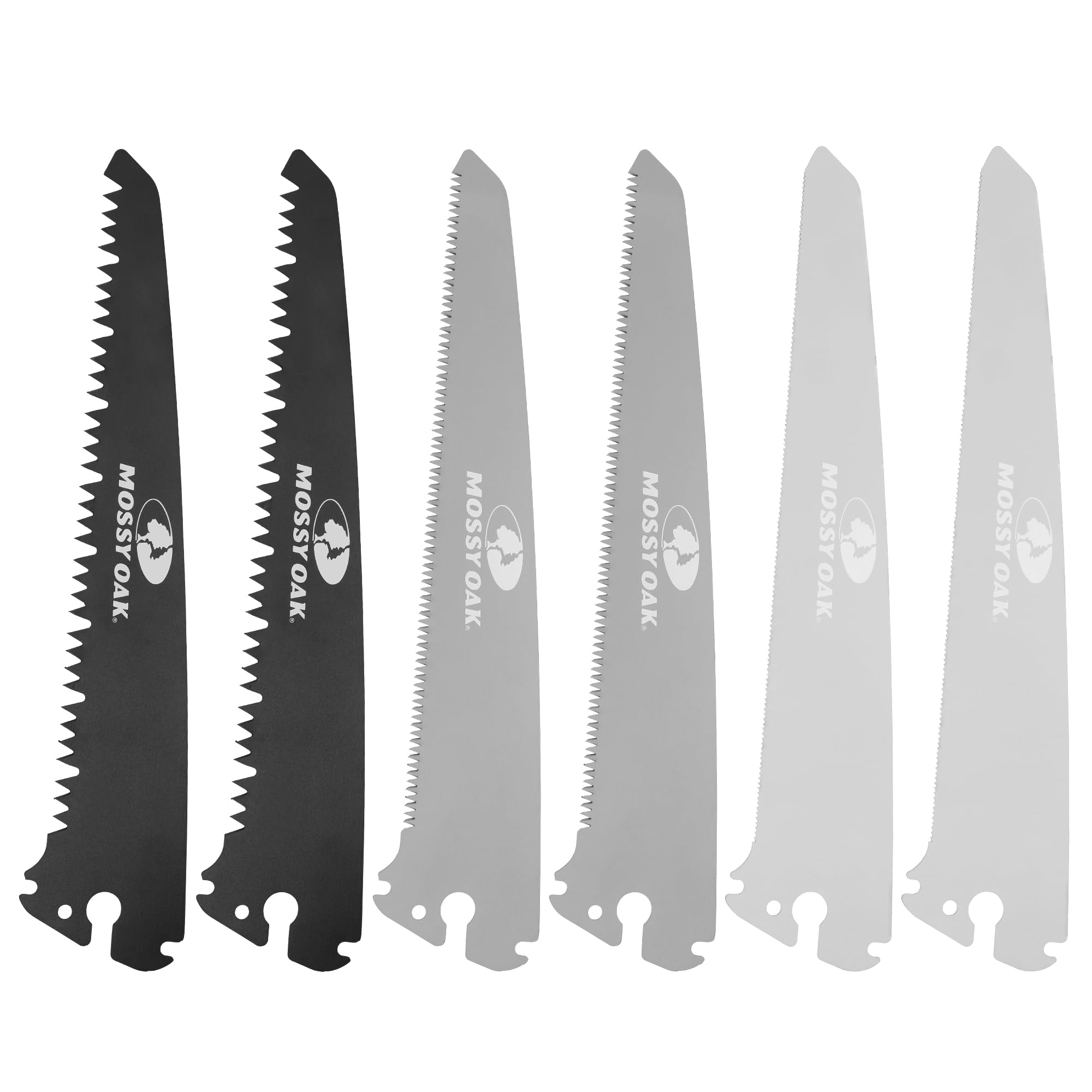 Mossy Oak 6-Piece Saw Blade Set, Replacement Blades for Mossy Oak 3-in-1 Hand Saw, 190 mm Saw Blades Set, Sharp Blades for Folding Saw, for Garden, Glass, Tiles, Wood, Metal, Plastic
