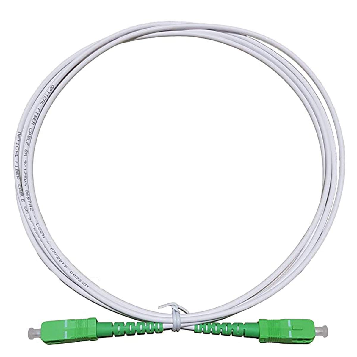 LAZY SPORTS Fibre Optic Cable SC/APC to SC/APC Monomodo Simplex 9/125 Operadores Movistar Jazztel Vodafone Orange Amena Masmovil Yoigo (Blanco 20m)