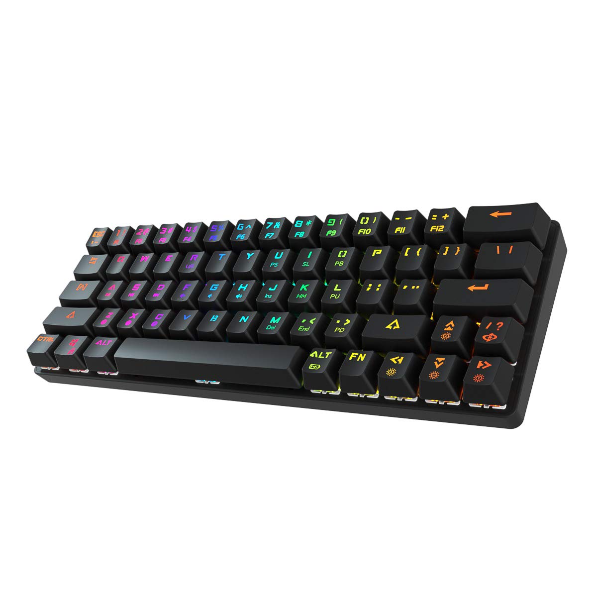 DIERYA 60% Mechanical Keyboard,Bluetooth 5.1 Wired/Wireless keyboard - 63 Keys Compact RGB Backlit Gaming keyboard with 1900 mAh,Full Anti-ghosting Keys for Gamers and Typists (Black Switch)
