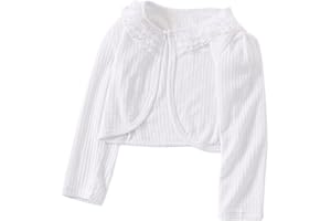 YeeLauf Girls Bolero Shrugs Cotton Mesh Design 3/4 Long Sleeve Light-Weight Cardigan for Girls Dress Cover Up