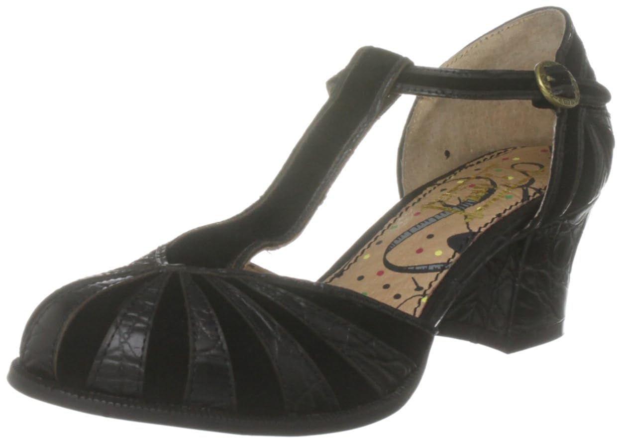 Miss L Fire Women's Clara Black T Straps Heels Clablk36 3 UK, 36 EU