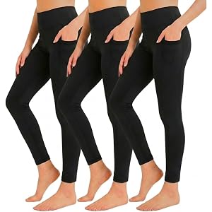 Forever 21 Girls 3-Pack Leggings with Pockets, Soft Active Yoga Pants, 4-16 | Performance Stretch-Tech Fabric, Moisture-Wicki