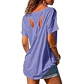 MIRACMODA Women Open Back Athlete Loose Fitting Workout Casual Yoga T-Shirt Summer Gym Tee