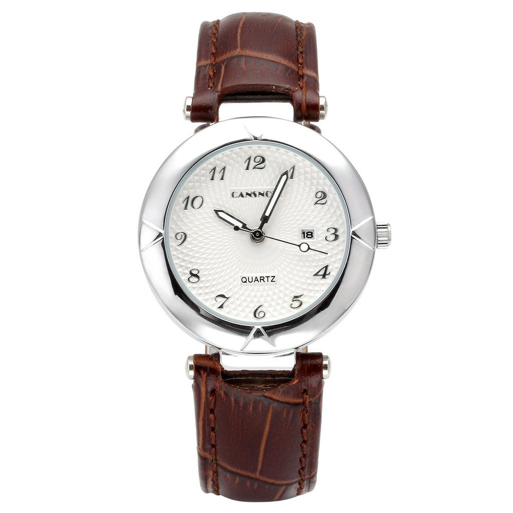 JSDDE Uhren,Elegant Damen Armbanduhr Kalenderuhr Klassisch Echtleder Band Damenuhr Analog Qaurzuhr Business Uhr,Braun