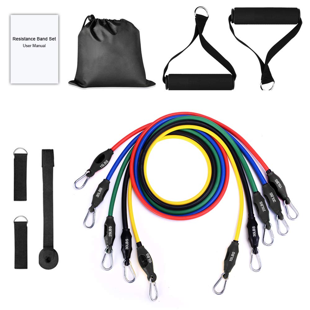 Resistance Bands Set (11PCS)- with 5 Fitness Tubes, Door Anchor, Handles and Carry Bag, for Resistance Training, Physical Therapy, Home Workouts