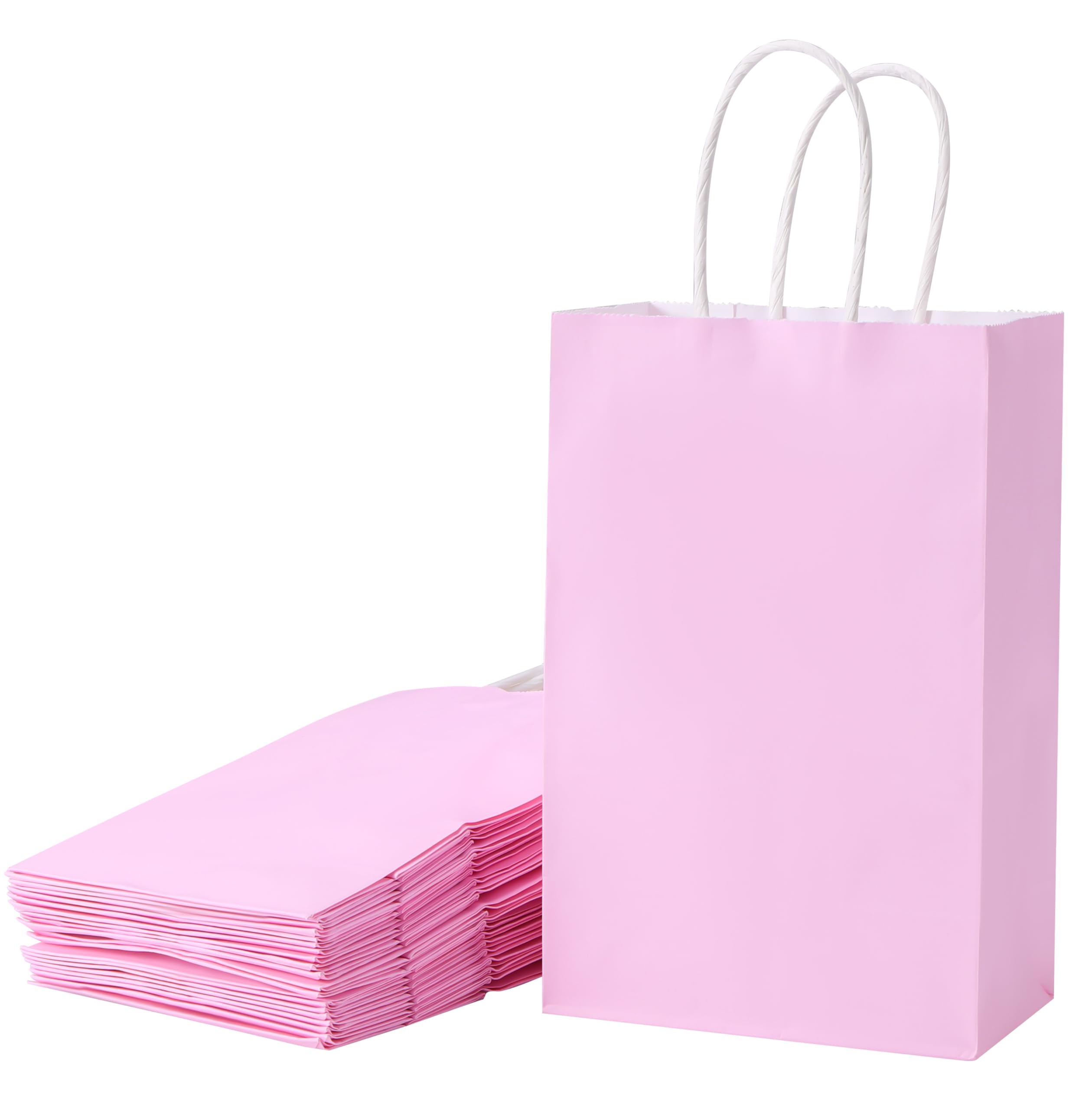 Photo 1 of SUNCOLOR 24-Pack Pink Gift Bags with Handles – 8" Goodie Bags for Party Favor Bags, Baby Showers, Birthdays & Special Occasions (Pink)
