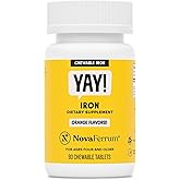 NovaFerrum Yay | Chewable Iron Supplement for Kids & Adults Ages 4 and Over | 18mg of Iron | 90 Servings | Sugar Free | Vegan | Gluten Free | Orange Flavor