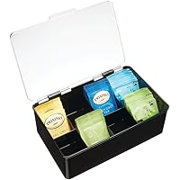 mDesign Stackable Plastic Tea Bag Holder Storage Bin Box with Clear Top Lid for Kitchen Cabinets, Countertops, Pantry…