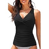 Women Underwire Tankini Top Only - Tummy Control Bathing Suit Top Twist Front Swim Top Criss Cross Back Swimsuit 2025