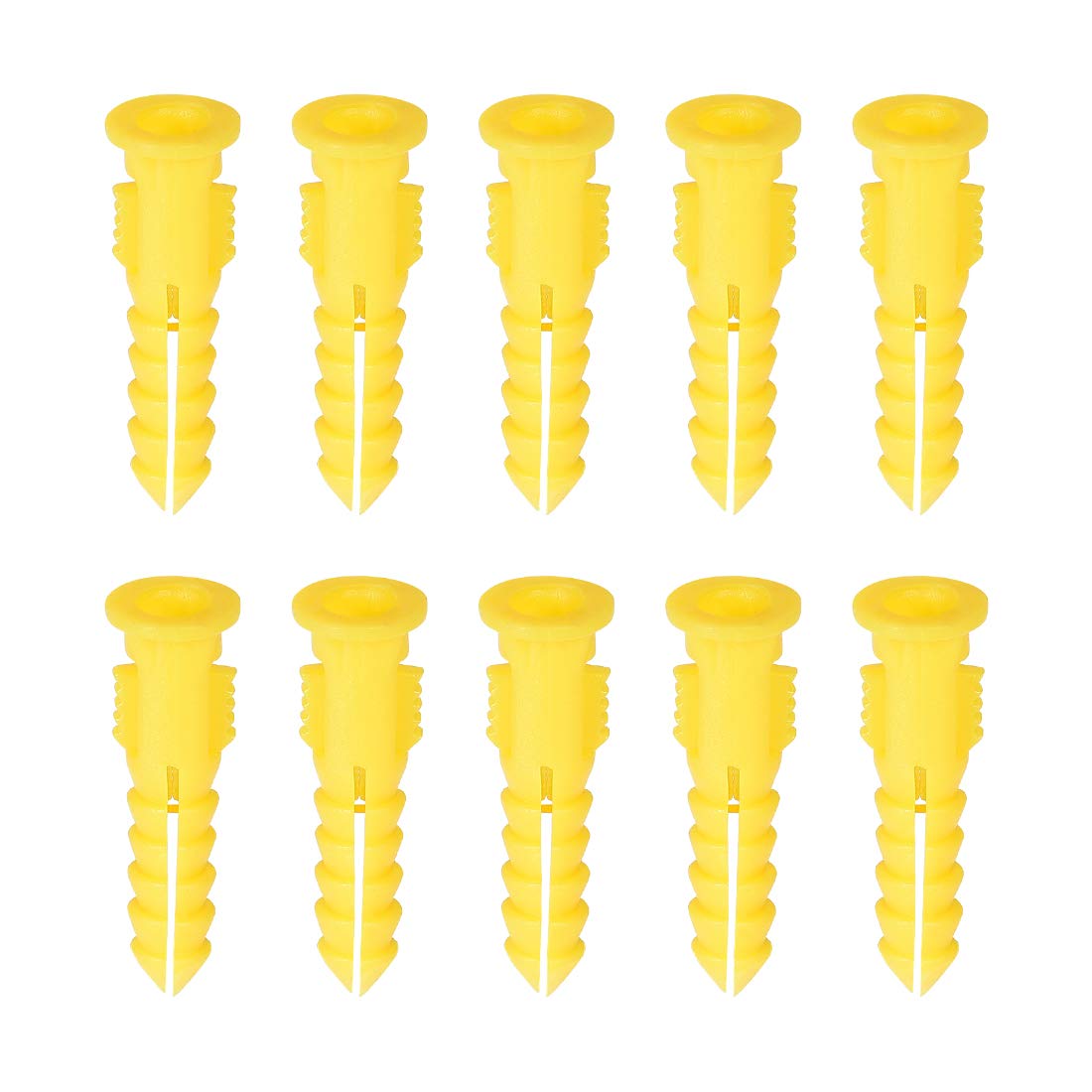 sourcing map 6mmx30mm Plastic Expansion Tube Bolts Column Frame Fixings Yellow 75pcs