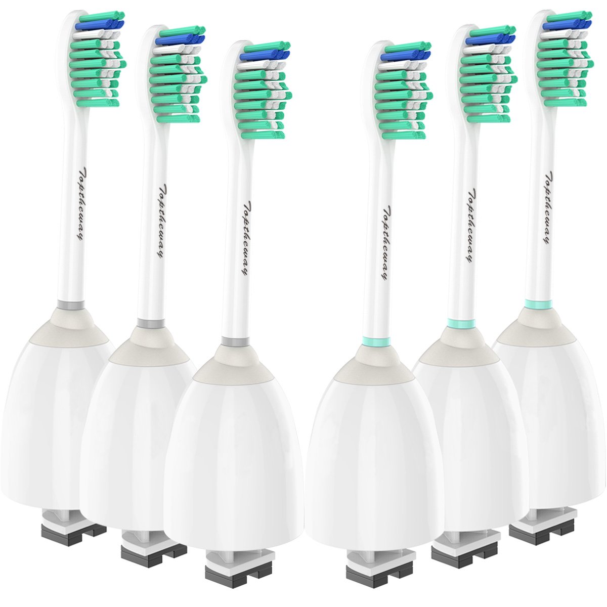 Toptheway Replacement Sonicare Toothbrush heads, Brush heads for Philips Sonicare E-Series HX7022/66, 6 Count, Fit Sonicare Essence, Xtreme, Elite, Advance and CleanCare Electric Toothbrush