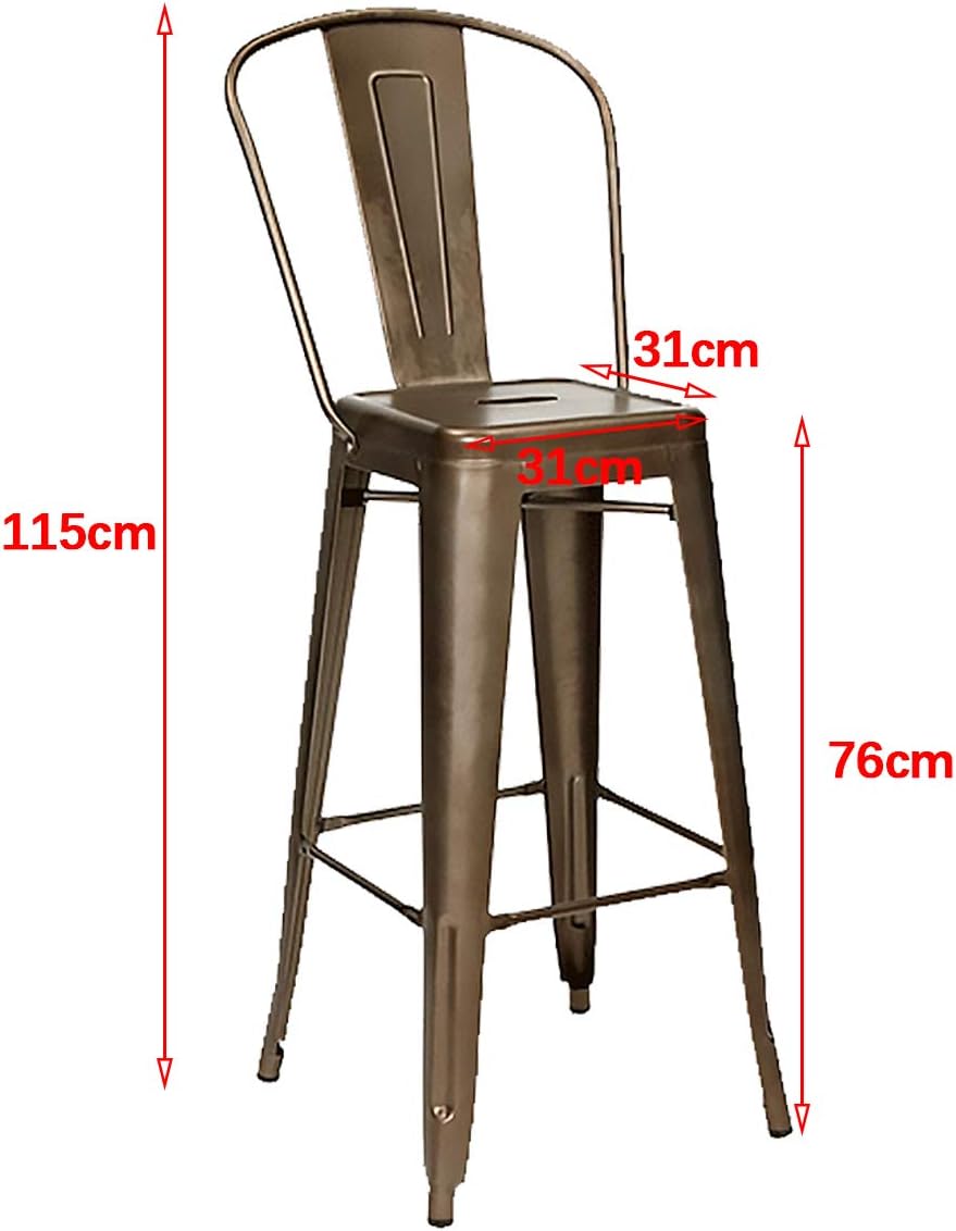 bar stool height outdoor chairs on Barstools Black Nicemoods Metal Bar Stools Indoor Outdoor Chairs Modern High Backrest Industrial Metal Barstool Bistro Style Bar Stools With Back Counter Height Stool Set Of 4 Furniture