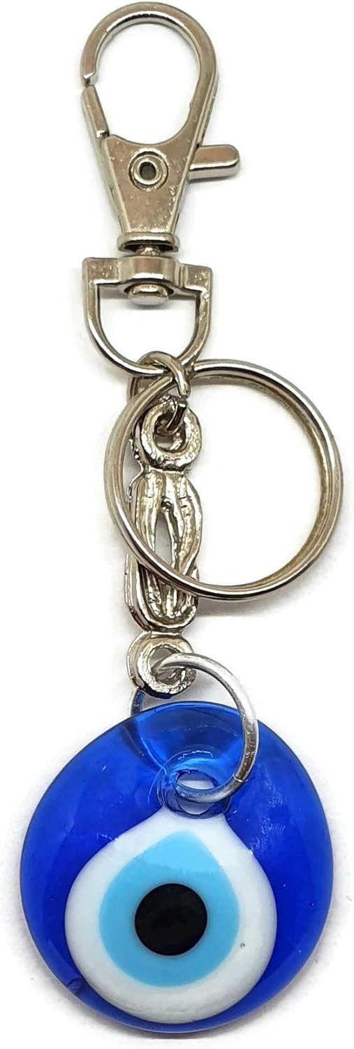 Mystic Jewels - Turkish Eye Keyring in Crystal, Navy, 9 cm