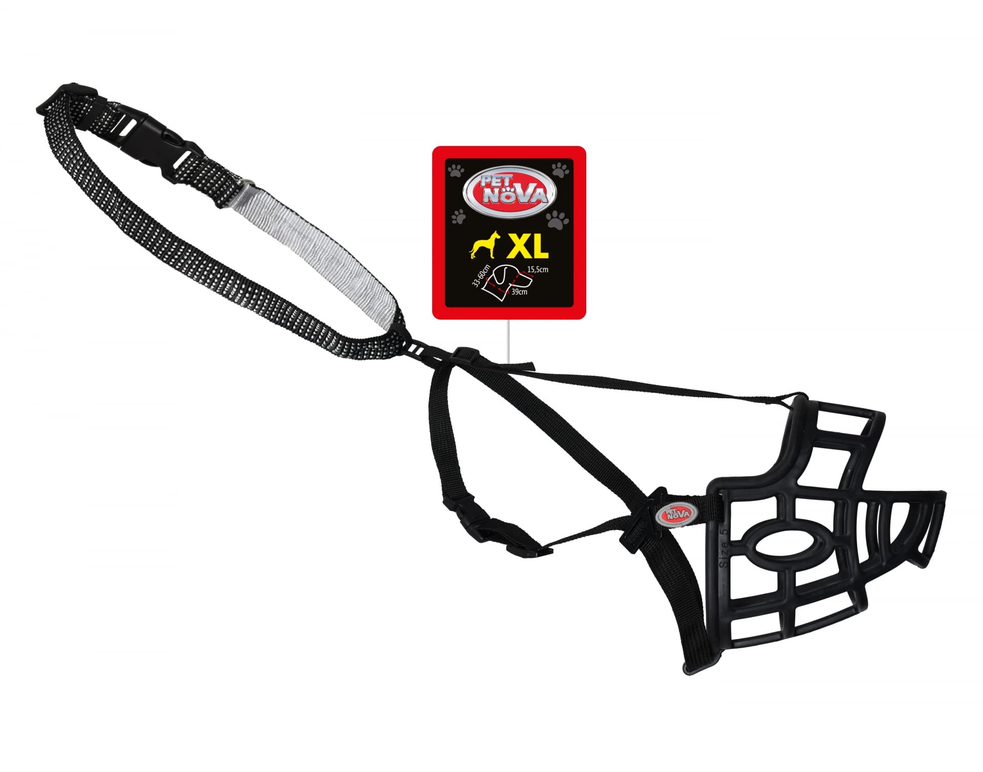 Plastic muzzle elastic muzzle 39cm plus collar 2.5cm: 33-60cm, MUZZLE-COLLAR-XL