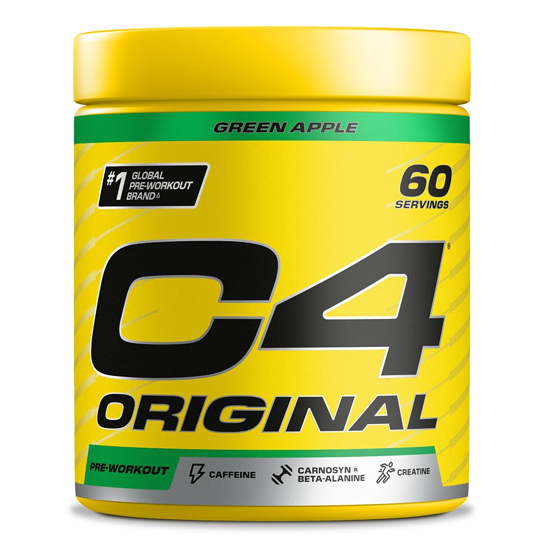 C4 Original Beta Alanine Sports Nutrition Bulk Pre Workout Powder for Men & Women | Best Pre-Workout Energy Drink Supplements | Creatine Monohydrate | Green Apple | 60 Servings