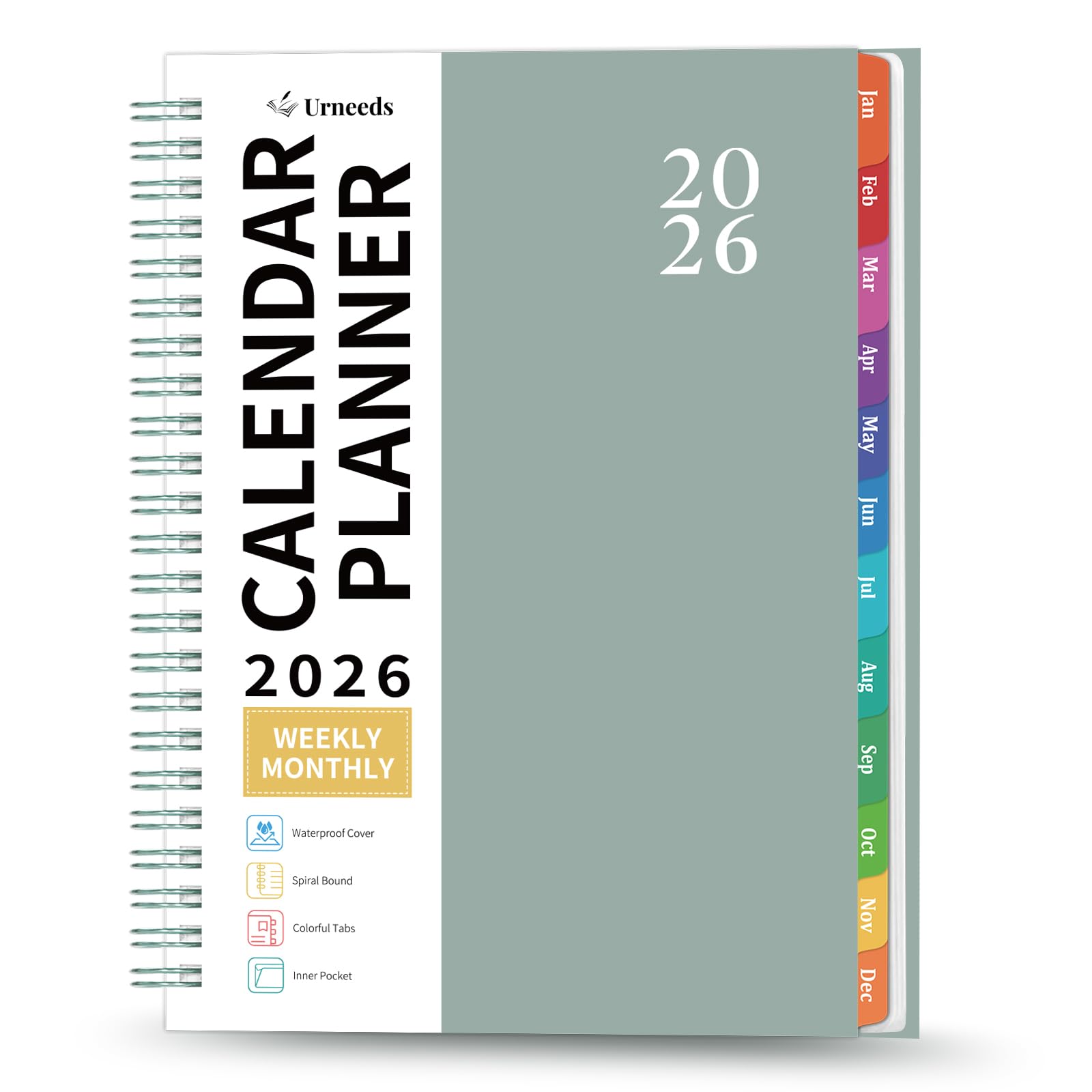 Photo 1 of 2026 Planner - 2026 Planner Weekly and Monthly from Jan. 2026 - Dec. 2026, Calendar Planners 2026 with Monthly Tabs, Inner Pocket, 8.5" x 6.4"