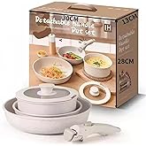 Gourmetific Cookware Set, 5/9/11 Piece Nonstick Maifan Cookware Set with Detachable Handle, Oven Safe Cookware Set (5 items)