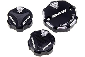 Riderjacky For Ducati 848/EVO 2008-2013 2009 2010 2011 2012 CNC Aluminum Motorcycle Front Brake Clutch & Rear Brake Fluid Reservoir Cover Cap (Black with logo)