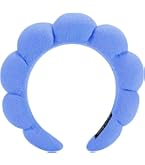 Yiuwccd Diadema De Spa Para Lavar La Cara, Diadema De Esponja Hinchada De Maquillaje Con Muñequeras, Banda Para El Cuidado De La Piel De Burbujas Rosas Para Mujeres, Toalla De Rizo