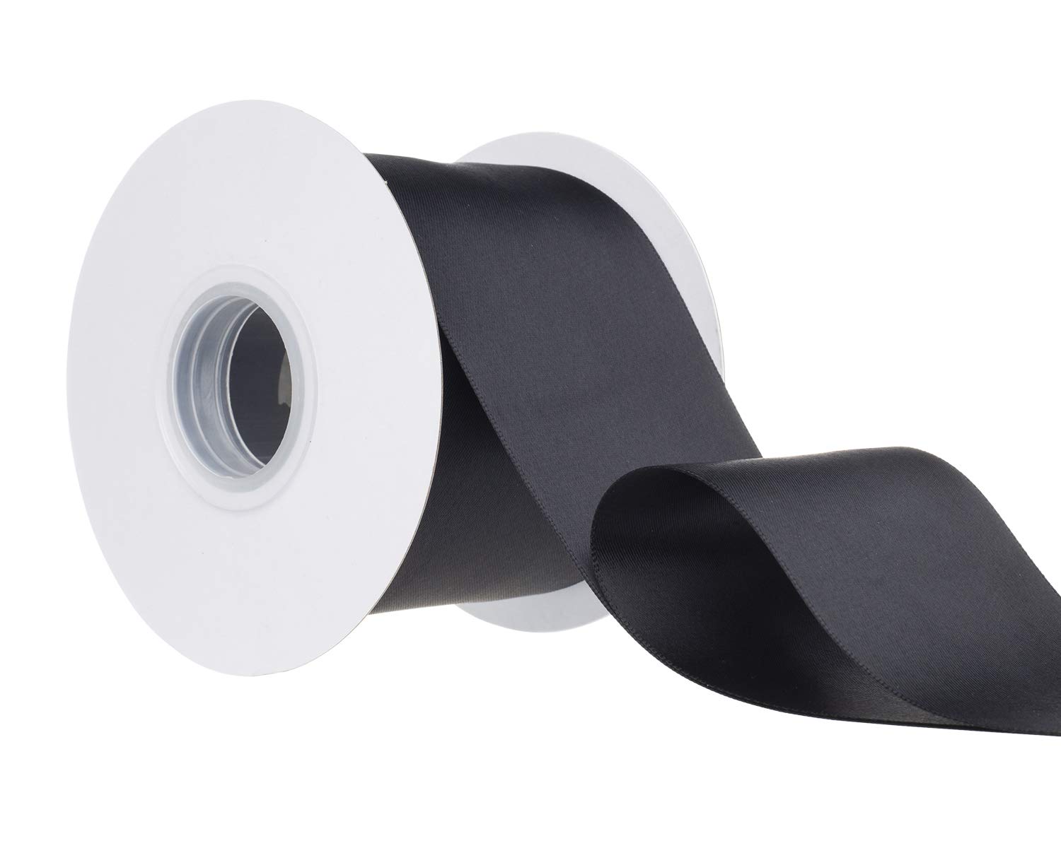 Ribbonitlux 75mm Wide Double Sided Satin Ribbon 22 Meters (030-Black, Set for Gift Wrapping, Party Decor, Sewing Applications, Wedding and Craft