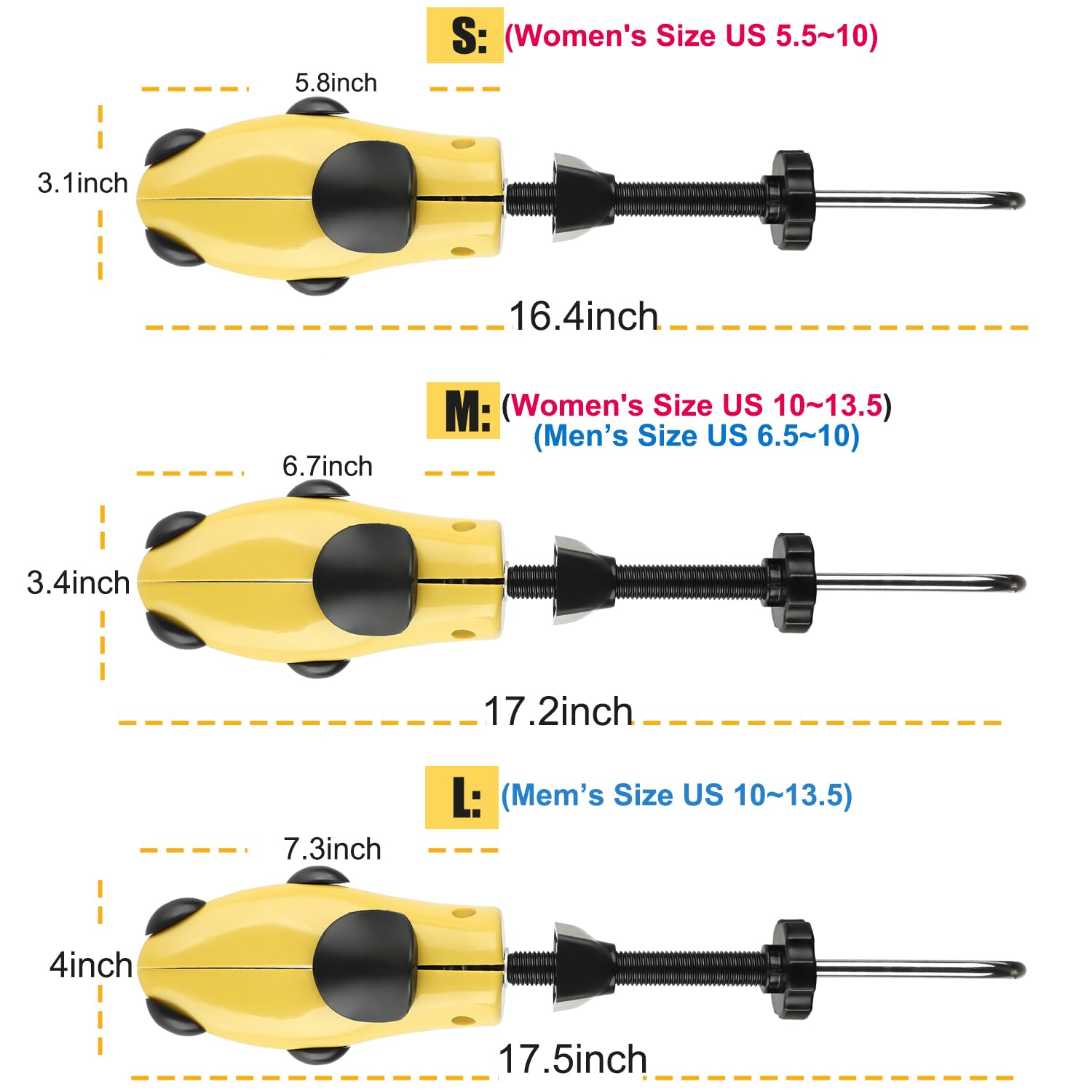 eachway Shoe Stretcher Shoe Trees,Adjustable Length & Width for Men and Women(for Men's Size Us 10-13.5)
