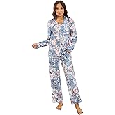 LYCY Womens Pajama Sets Floral Print, Long Sleeve Button Down Pajamas Set for Women Soft Sleepwear Pjs 2 piece Loungewear