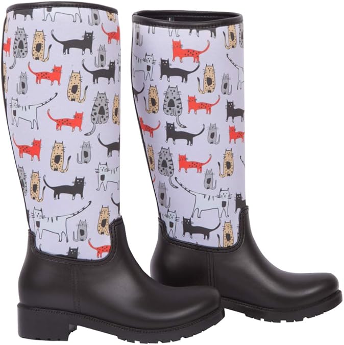 BiggDesign Cats Boots, Rain boot, 37 Size, Black Boots, Custom Design