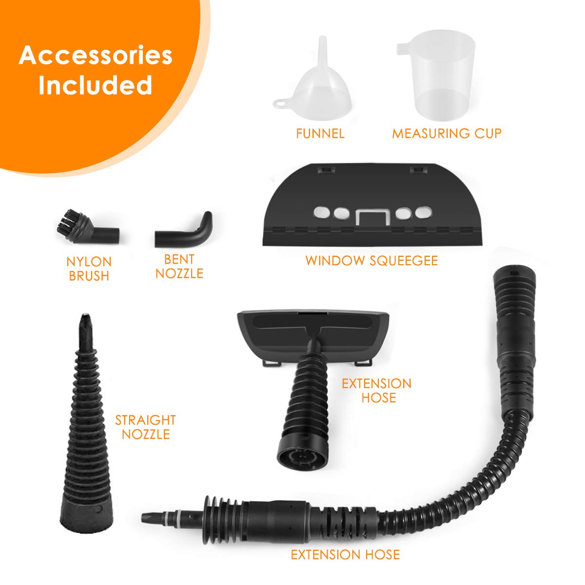 Lambow Handheld Pressurized Steam Cleaner with 9Piece Accessory Set