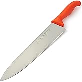 CURTA 12-inch Commercial-Grade Chef's Knife, NSF Listed, Ergonomic, Non-slip Red Handle, High Carbon 420 Stainless Steel Forged Blade Straight Edge, Dishwasher Safe, Rust Proof
