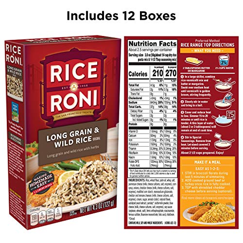 RiceARoni Long grain & wild rice with herbs, 4.3 Ounce Pack of 12