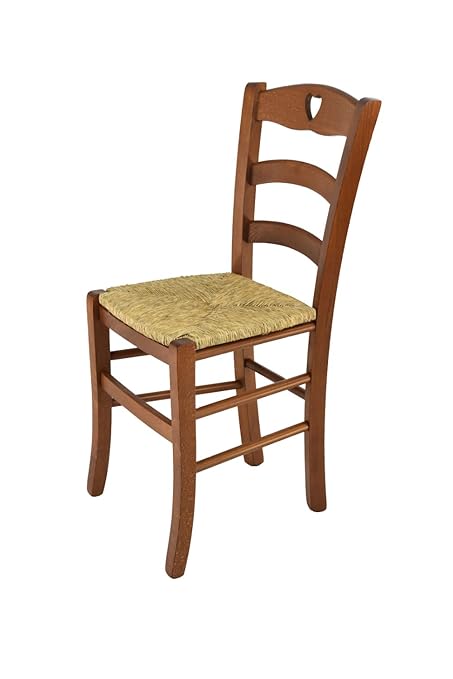 Tommychairs Sedia Cuore Per Cucina E Sala Da Pranzo Dallo Stile Classico Con Robusta Struttura In Legno Di Faggio Verniciata Color Noce E Seduta In