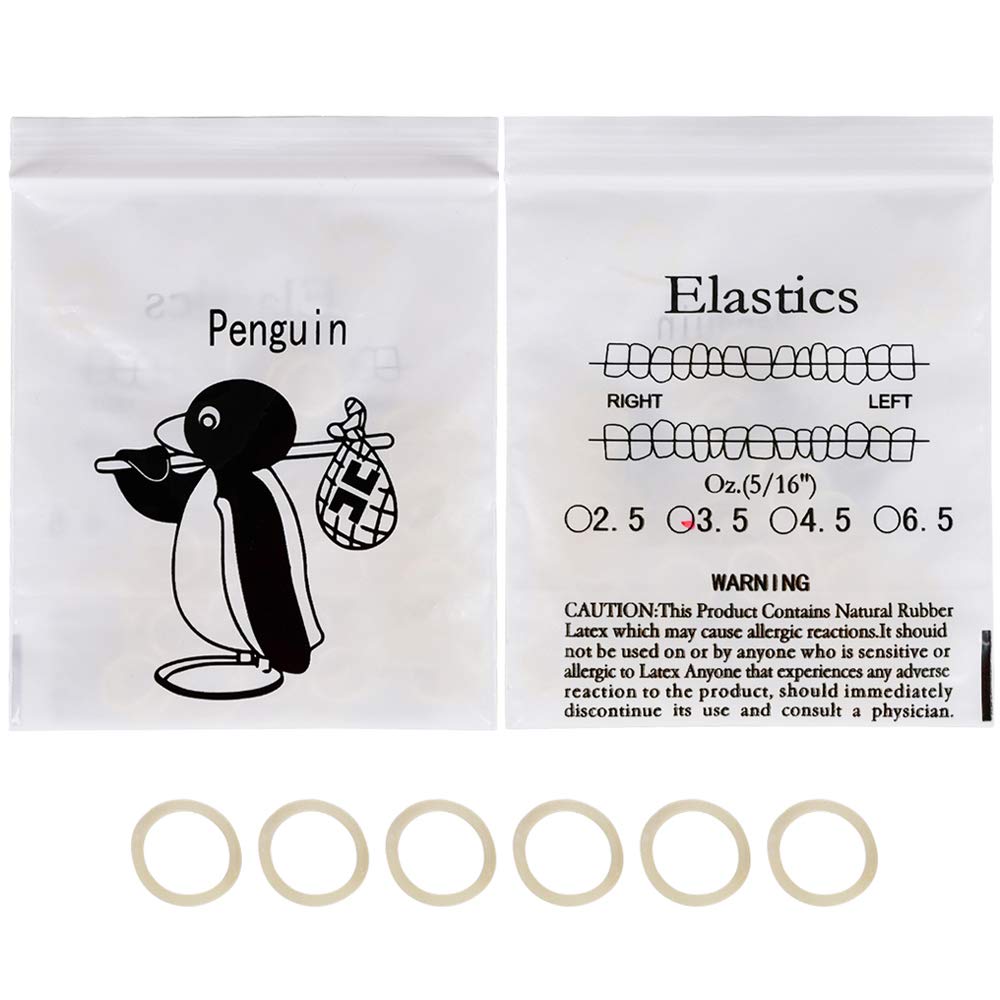 RZJZGZ 5 Packs (500 pcs) Orthodontic Elastic Bands Dental Orthodontic Elastics Latex Rubber Bands(Penguin 5/16")