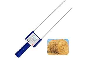 METELLME 3-80% Digital Hay Bales Moisture Meter Tester for Straw Bundles,Wood Sawdust Powder,Cereal Straw,Bran,Forage Grass,Leymus Chinensis,Emperor Bamboo Grass,Fibre,Soybean Meal,Leaves,Silage,Corncob (Blue)
