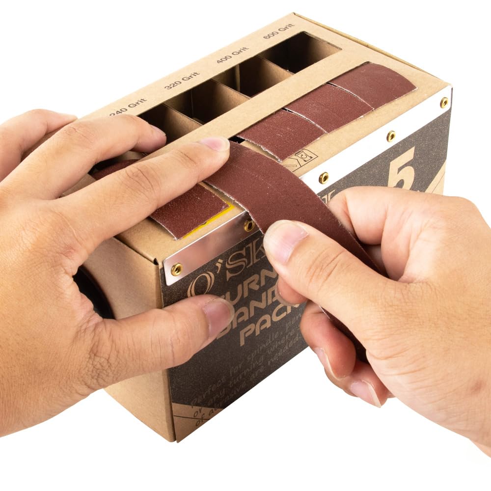 O'SKOOL Sandpaper Abrasive Strip Kit Pack with Dispenser-Emery Cloth Roll for Woodworkers, Metalworkers, Furniture Repair, and Automotive Body Work | 5 Grits (150, 240, 320, 400, 600)