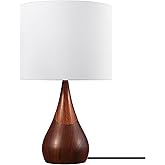 Globe Electric Novogratz x 65862 Harrington 20" Table Lamp, 2-Tone Faux Wood, White Cotton Shade