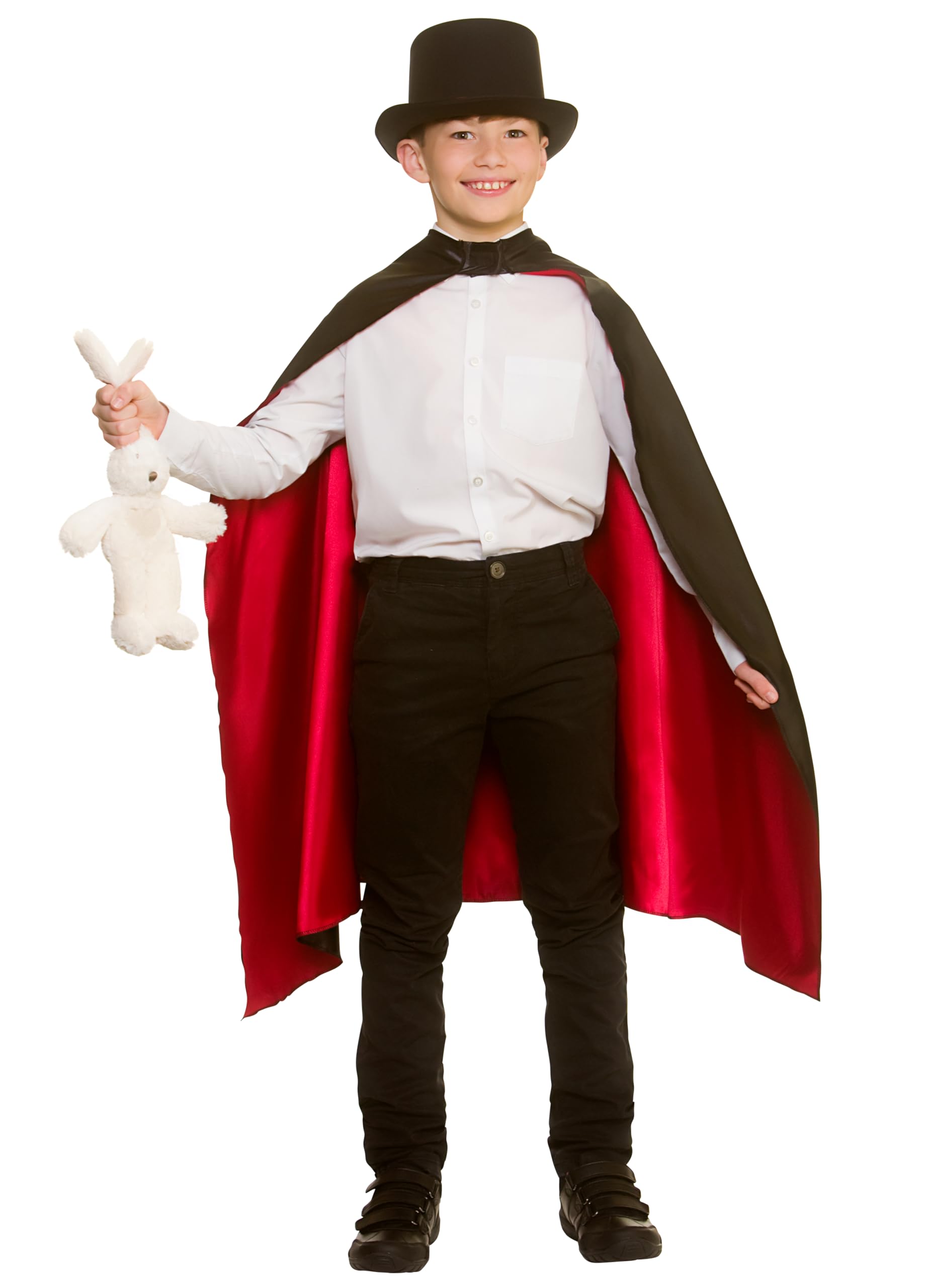 Wicked Costumes Kids Magician Cape – Black & Red Reversible Fancy Dress Costume Accessory (One Size)