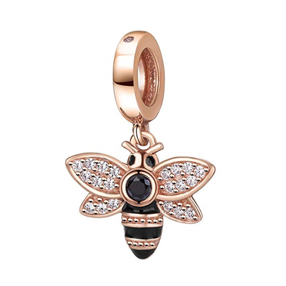 Lucky Bee Charm 925 Sterling Silver Animal Charm Insect Charm Anniversary Charm Dangle Charm for Pandora Charm Bracelet