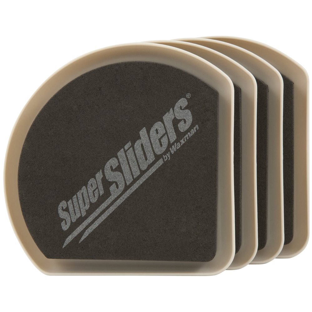 Photo 1 of Super Sliders 5 Inch Square Corner Plastic Reusable Furniture Sliders for Carpeted Floors, Durable Foam Pad Surface for Secure Grip (4 Pack, Beige)