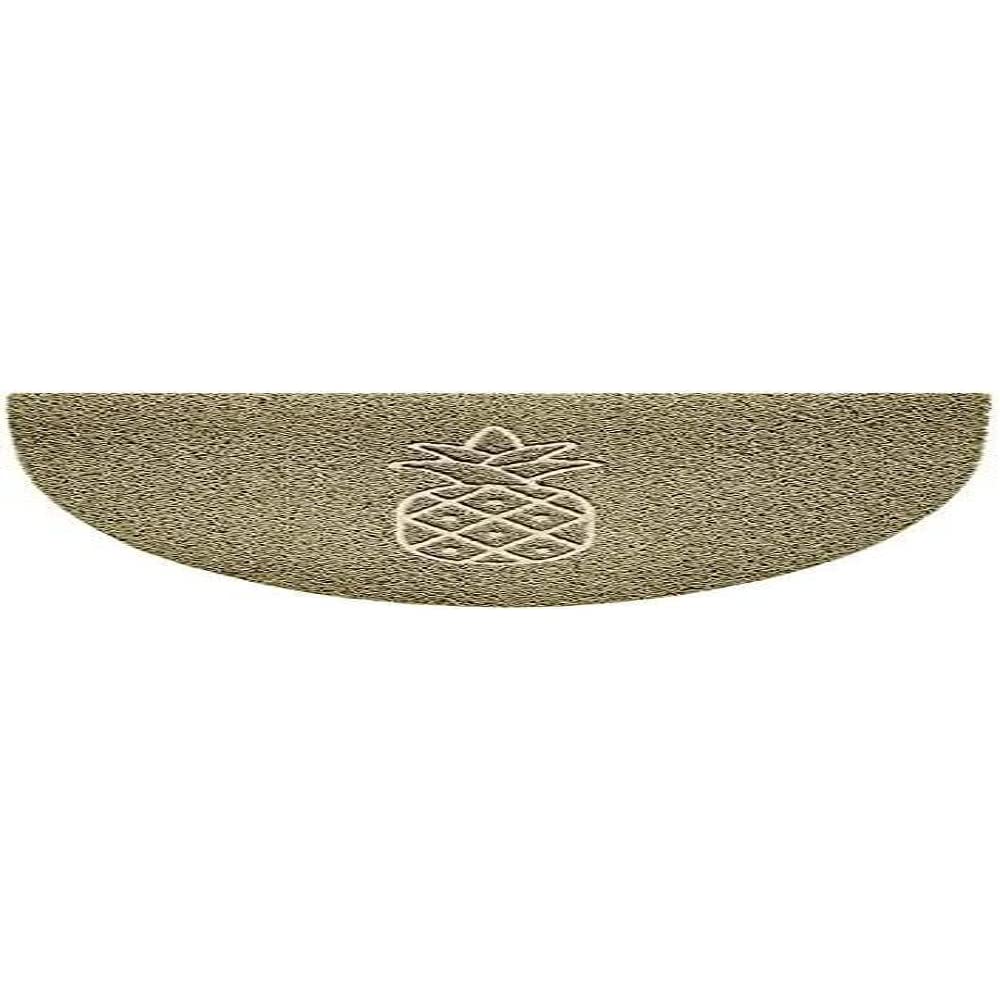 Nicoman Embossed Halfmoon Half Circle Door Mat Dirt-Trapper Jet-Washable Doormat 70x44cm (Beige, PINEAPPLE Shape) - Use on Carpet ONLY