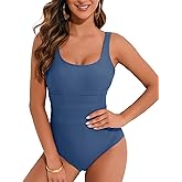 HAIVIDO One Piece Swimsuit for Women Tummy Control Bathing Suits Scoop Neck Square Back Swimwear