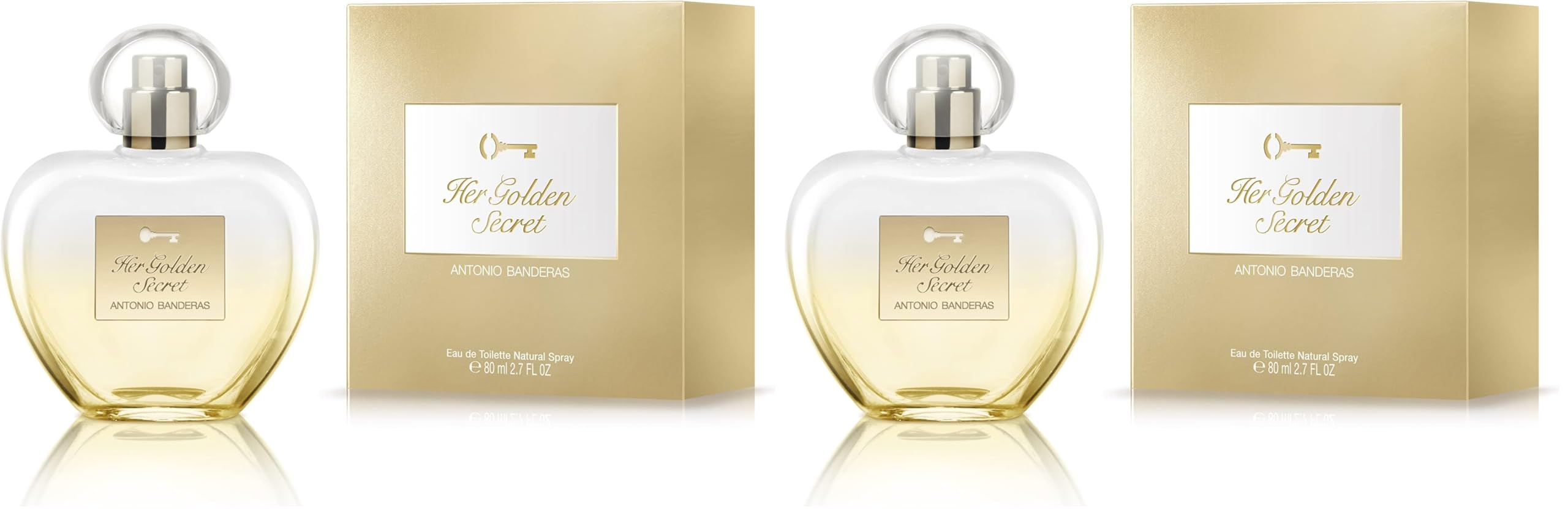 BANDERAS Perfumes - Her golden secret - Eau de toilette Spray for Women - Long Lasting - Fruity, Floral and Vanilla Notes - 2.7 Fl Oz (Pack of 2) Image