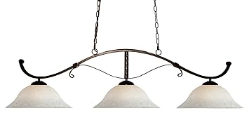 Z-Lite 148BRZ-WM16 Howler Three Light Billiard, Metal Frame, Bronze Finish and White Mottle Shade of Glass Material ZLite 148BRZWM16 Howler Three Light Billiard Metal Frame Bronze Finish