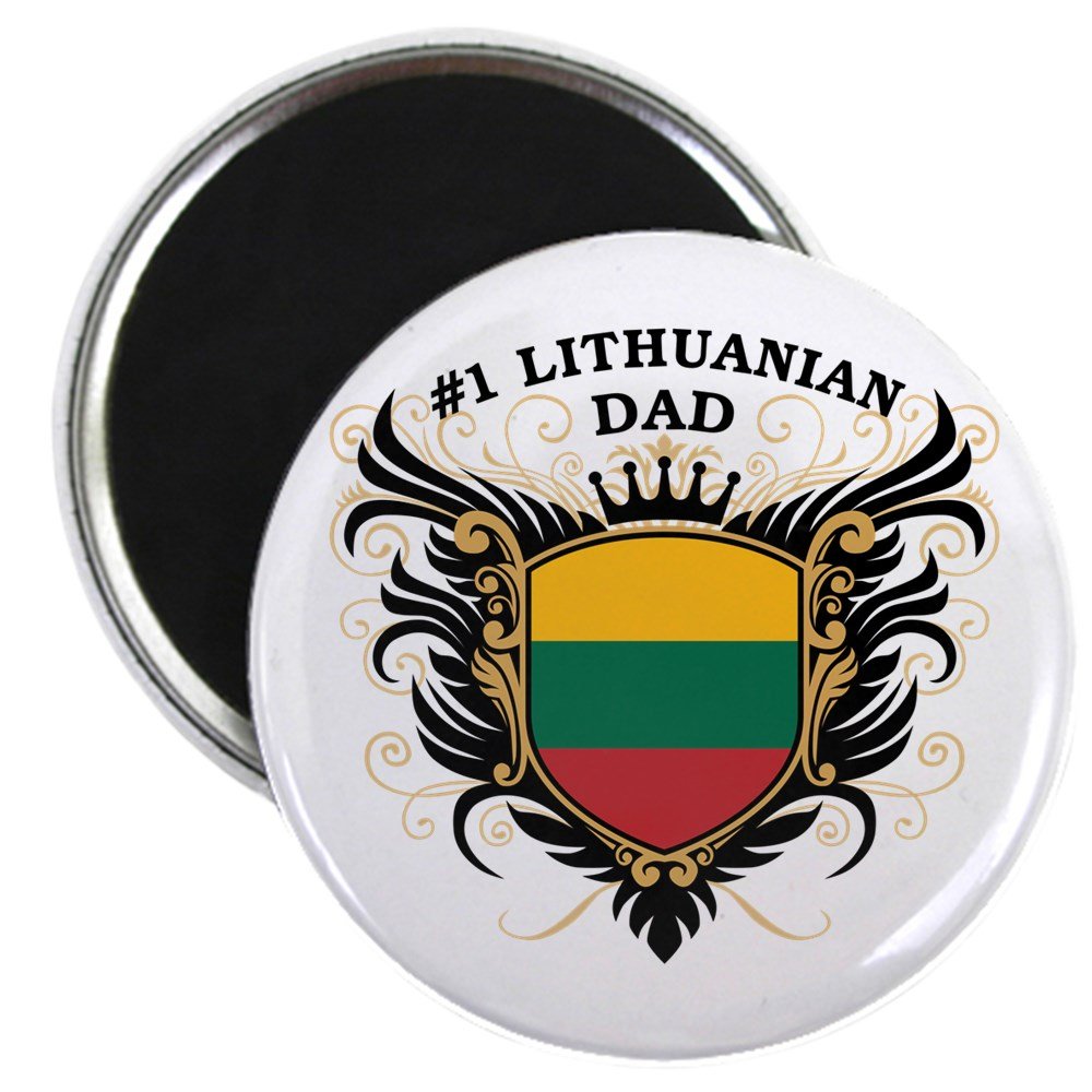 CafePress Number One Lithuanian Dad Magnet 2.25" Round Magnet, Refrigerator Magnet, Button Magnet Style