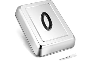 HaSteeL Rectangular Basting Cover, Stainless Steel Cheese Melting Dome Steaming Cover Lid, Heavy Duty Griddle Grill Accessories for Flat Top Teppanyaki BBQ Kitchen Indoor & Outdoor, Dishwasher Safe