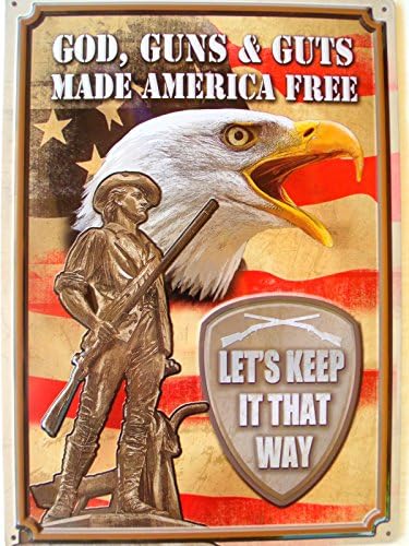 PROUD AMERICAN FLAG SIGN,God Guns Guts Made America Free,Lets Keep It That Way
