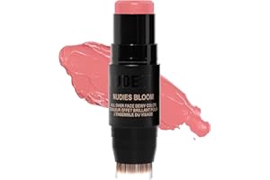 Nudestix Nudies Bloom All Over Dewy Color – 3-in-1 Cream Blush Stick for Cheeks, Eyes & Lips with Built-In Brush | Sheer, Glo
